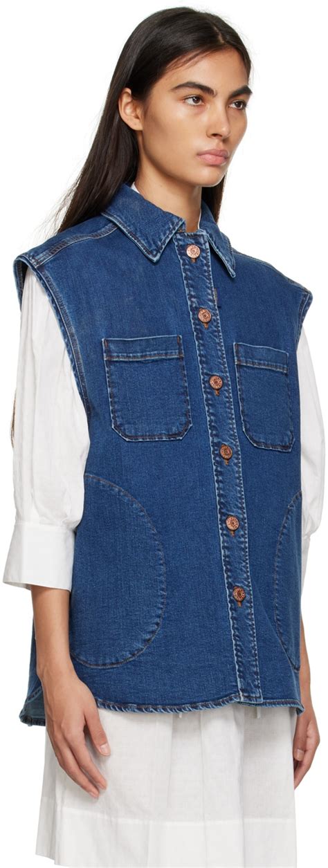 chloe denim vest|chloe blouson coats.